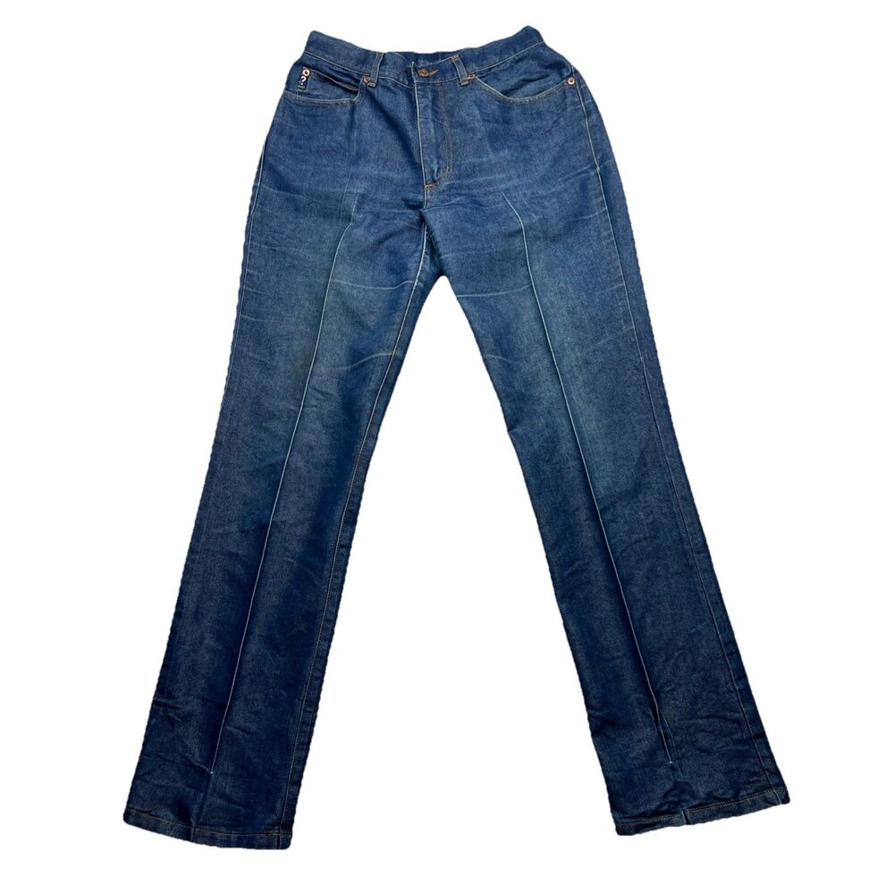 VINTAGE Guess Jeans Womens 28? Dark Blue High Rise Straight Denim Made in USA